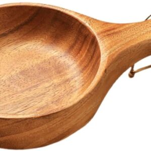 Wood Salad Mixing Bowl Acacia Serving Bowl for Fruits Soup and Cereal Kitchen Bowl with Handle Ideal for Mixing Serving and Entertaining for Family Gatherings and Dinner Parties