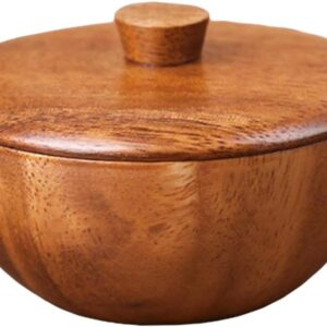 Wood Bowl Nut Bowls Wooden Serving Bowl With Lid Natural Wood Rice Bowl Salad Noddle Soup Dish Food Container Seasoning Holder For Home Kitchen Japanese Wooden Bowl