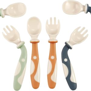 Baby Bendable Spoons and Forks set 6 Pack| Training Learning Self-Feeding Baby Spoons First Stage for Kids Toddlers Children and Infants|  Free| Easy Grip Fork Tableware