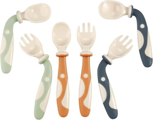 Baby Bendable Spoons and Forks set 6 Pack| Training Learning Self-Feeding Baby Spoons First Stage for Kids Toddlers Children and Infants|  Free| Easy Grip Fork Tableware