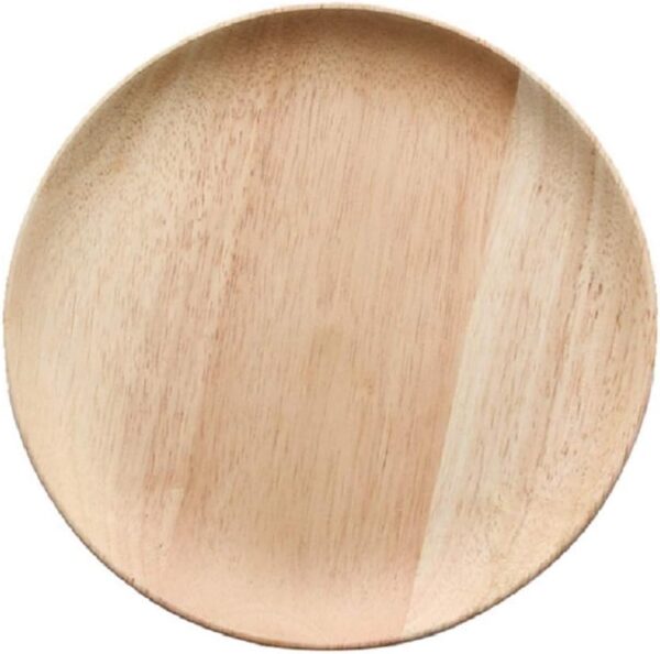 2 Pack 7.9 inch Round Wood Dish, Plate Acacia Wooden For Food Dish, Sweets Fruit Dessert Coffee Dish, Round Wood Dinner Tableware Plates, Tray for Home Decoration (7.9 Inch)