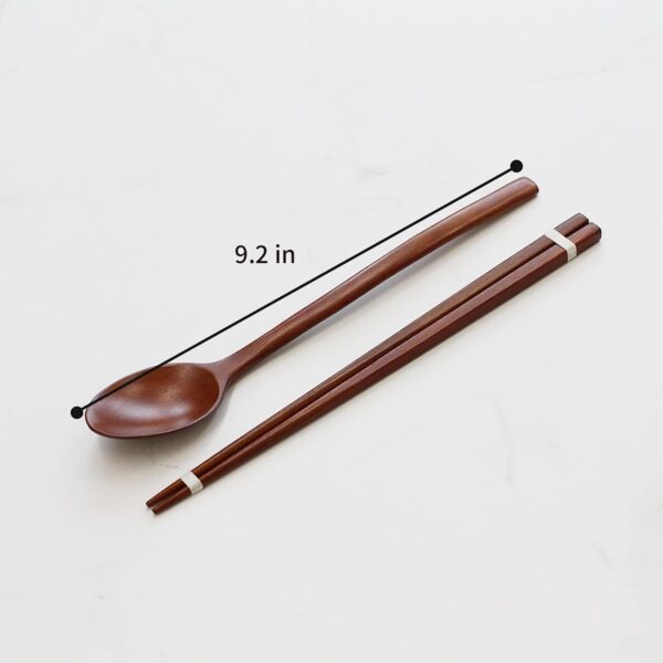 Chopsticks Reusable Korea traditional lacquer Wooden Spoon Chopsticks 4 Pairs - Image 2