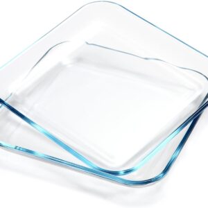 2 Pack 10 Inch Glass Dinner Plates, Tempered Glass Pasta Salad Plate Set For Kitchen, Glass Serving Plates, Dinnerware Dish Set, Dishwasher & Microwave Safe