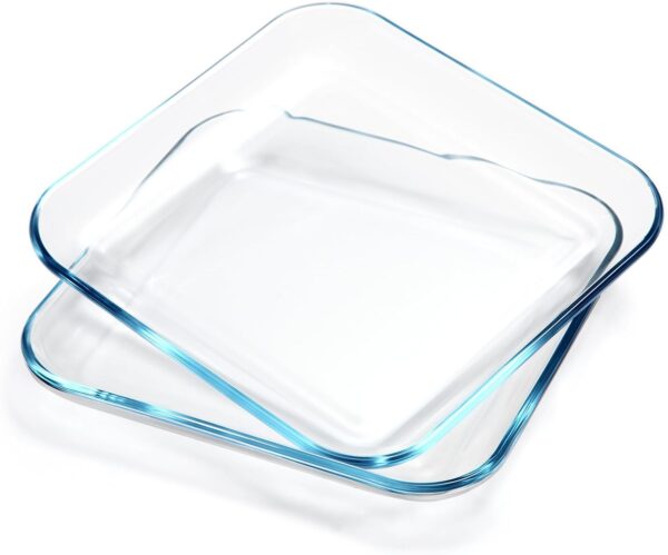 2 Pack 10 Inch Glass Dinner Plates, Tempered Glass Pasta Salad Plate Set For Kitchen, Glass Serving Plates, Dinnerware Dish Set, Dishwasher & Microwave Safe