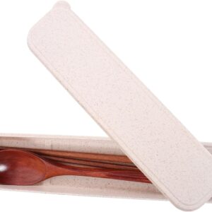 Wooden Chopsticks Spoon Set Portable Cutlery for Boys and Girls Outdoor Dining Travel Compact Storage Box Japanese Style Utensils