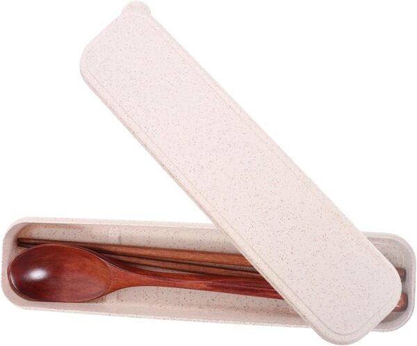 Wooden Chopsticks Spoon Set Portable Cutlery for Boys and Girls Outdoor Dining Travel Compact Storage Box Japanese Style Utensils