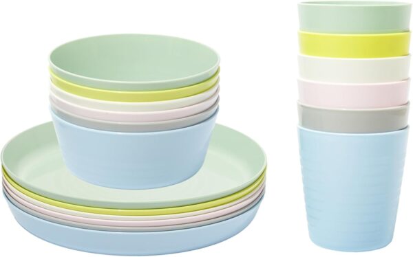 Free Plastic Kids Tableware Set - Bowl, Plate, Cup and Cutlery - Pastel Colours - Image 2