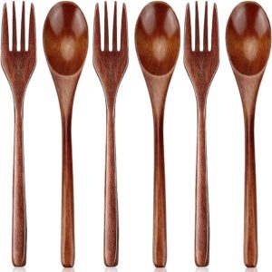 Wooden Spoon and Fork for Eating Utensil Set Lunch Wood Cutlery Japanese Silverware Sets Wooden Flatware Reusable Bamboo Eat Utensils Korean Small Wood Forks Spoons