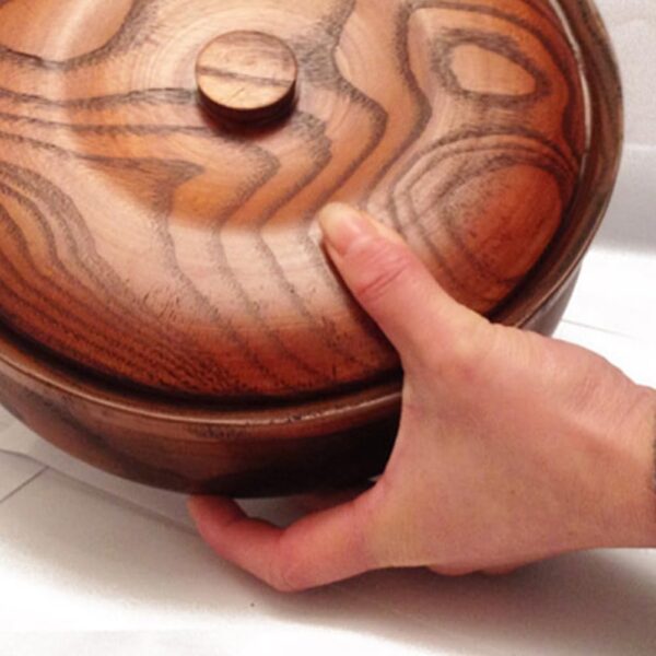 Wood Serving Bowls with Lid Vintage Decor Salad Bowl, Generic Natural Wood Round Serving Tea Trays for Japanese Miso Soup Bowl Fruits Bowl Food Containers Candys Snack - Image 2