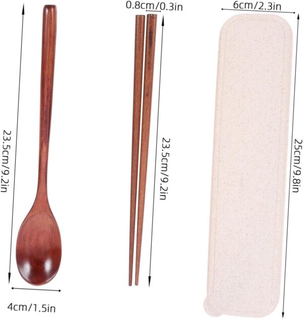 Wooden Chopsticks Spoon Set Portable Cutlery for Boys and Girls Outdoor Dining Travel Compact Storage Box Japanese Style Utensils - Image 2