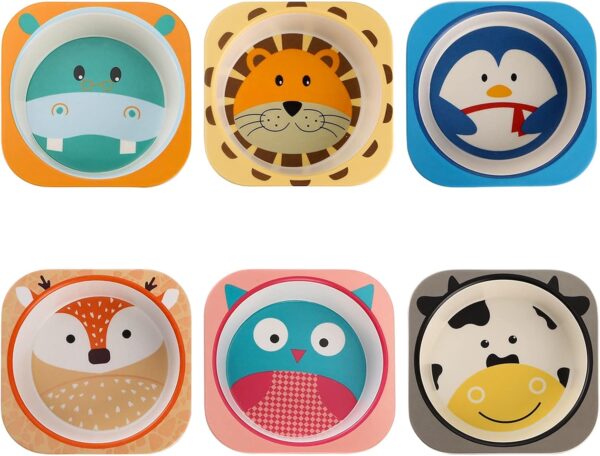 6 Pack 10 Oz Small Bowls, Durable Cartoon Bowls for Children,  Free Cute Snacks Bowls, Square Dinner Tableware for Serving Soup, Cereal, Pasta, Ice Cream, Dishwasher Safe