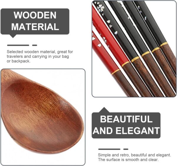 3Sets Japanese Style Wooden Chopsticks and Spoons Traditional Design for Dining for Home Use and Gifting - Image 2