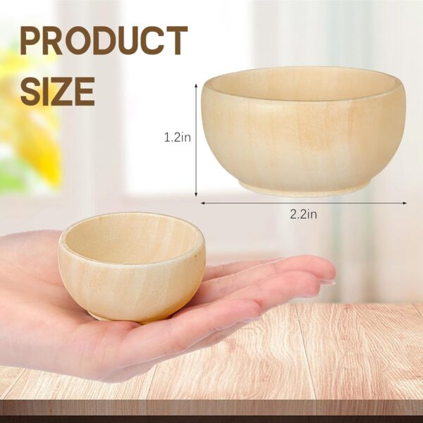 Set of 40 Wood Small Bowls Unfinished Wooden Mini Round Bowl Serving Craft Kitchen or Condiment Salad Nuts Dips Sauce Spice Candy, 1.2 x 2.2 Inches - Image 2