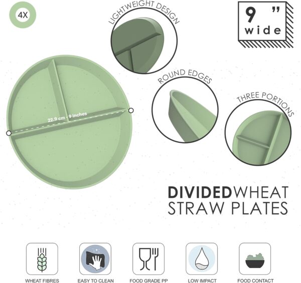 9" Portion Control Plate - Divided Plates for Adults & Kids - Dishwasher Safe Microwavable Plates with Dividers - Lightweight Bariatric Plate & Diabetes Plates Portion Plates For Weight Loss - Image 2