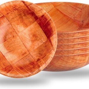 Wooden Woven Salad Bowl, Woven Wood Snack Bowls 6"-Inch, Set of 6 .,