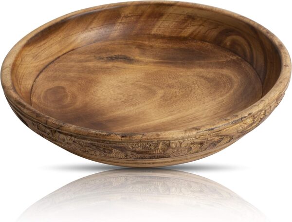 Beautiful Handmade 8" Decorative Wooden Snack Serving Bowl For Dry Fruits Chips Coffee Table Countertop Display Key Bowl Tableware Kitchen Living Room Home Decor Accents Dinnerware - Image 2
