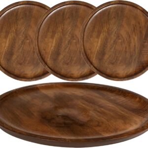 Wood Appetizer Plate, Wood Appetizer Plate Sets, Wood Chargers for Dinner Plates, Chargers for Dinner Plates, 11 Inch Wood Appetizer Plate - Pack of 4 - Walnut