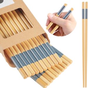 10Pairs Bamboo Chopsticks Reusable | Dishwasher Safe | Non slip | Chinese -（9.45in）