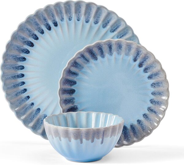 Scalloped Rim 12 Piece Plate Bowl Dinnerware Set, Service for 4 - Image 2