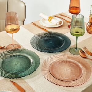 Glass Colored Plates | Set of 6  Plate |  10.6" Dinner & Charger Plate - Server, Charger, Dinner Server, Appetizer, Snack, Fruit, Side Serveware | Housewarming Gift