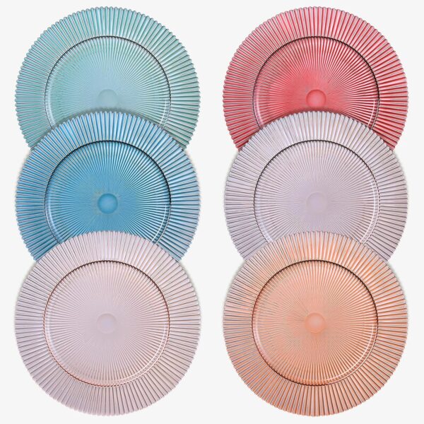 Glass Colored Plates | Set of 6  Plate |  10.6" Dinner & Charger Plate - Server, Charger, Dinner Server, Appetizer, Snack, Fruit, Side Serveware | Housewarming Gift - Image 2